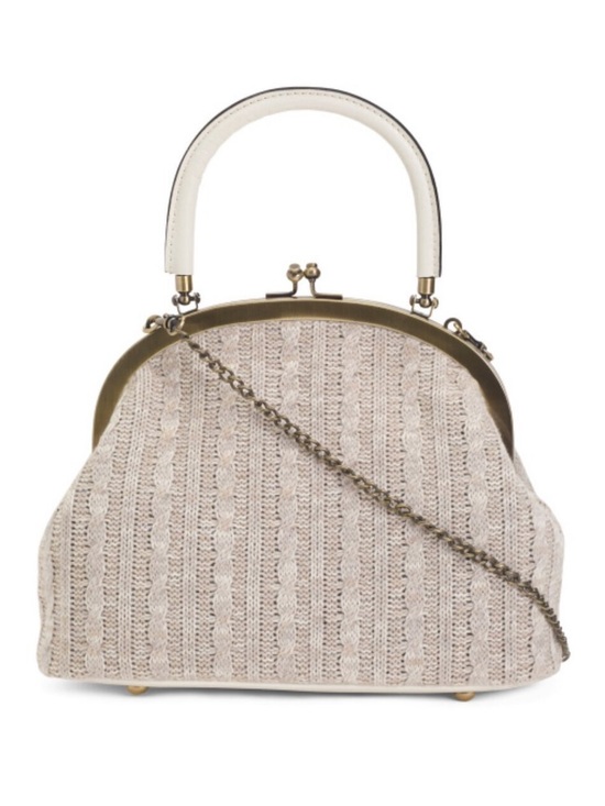 Patricia Nash Handbags - PATRICIA NASH Willow Knit Fabric Frame Satchel With Leather Trim Framed Satchel